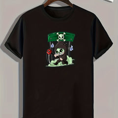 Skeleton Print Men's Graphic T-shirt for Summer