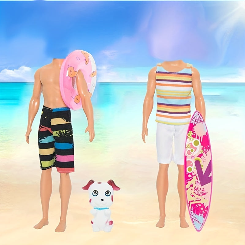 10pcs Doll Clothes & Accessories For 12" Boy Dolls Beach Outfits Shoes Surfboard