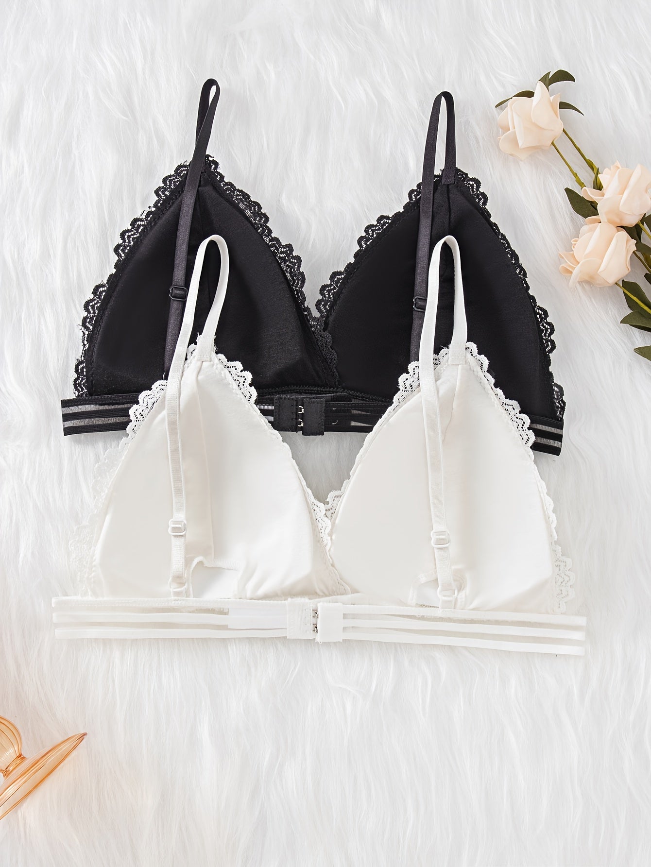2pcs Lace Wireless Bras Comfy Intimates Bra Women's Lingerie
