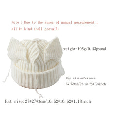 Multicolor Cat Ears Woolen Hat Winter Women Warm Knitted Hat