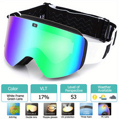 Magnetic Ski Goggles Double Layer Lens Anti fog UV400 Snowboard Glasses