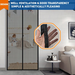 Magnetic Screen Door Mesh Screen Magnetic Closure Heavy Duty Pet Kid Friendly
