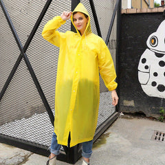 Reusable Portable Rain Poncho with Hood and Elastic Cuffs for Outdoor Activities