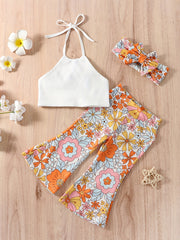 Baby Girls Halter Floral Pants Set w/ Headband