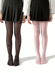 Girls Footed Leggings Bees Print Tight Fit Mesh & Thin Stockings Pants