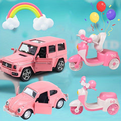4pcs Pink Trinkets Car Toy Collection Alloy Metal Motorcycle Off road Car Toys