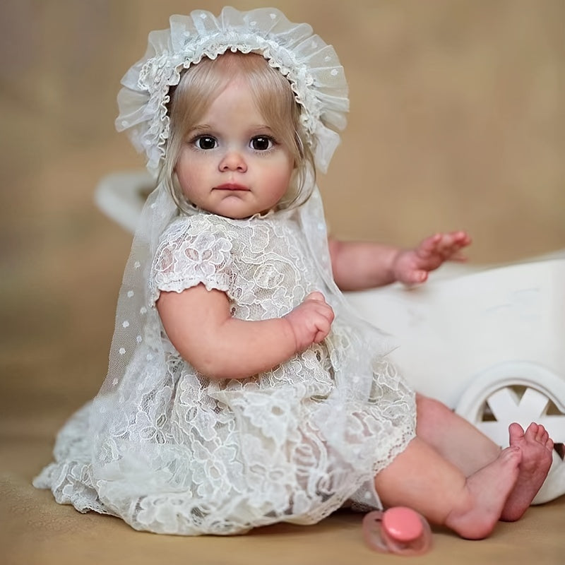 24 Inch Lifelike Soft Vinyl Reborn Doll Adorable Princess with Hand Rooted Hair