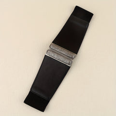 Classic PU Leather Wide Belt Vintage Elastic Waistband Coat Dress Girdle