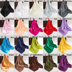 Large Bandana Classic Satin Scarf Women Silk Neckerchief