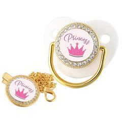Crown Baby Pacifier with Chain Clip