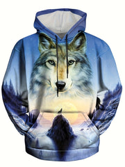 Wolf 3D Print Hoodie for Men Graphic Hooded Pullover Mens Clothing