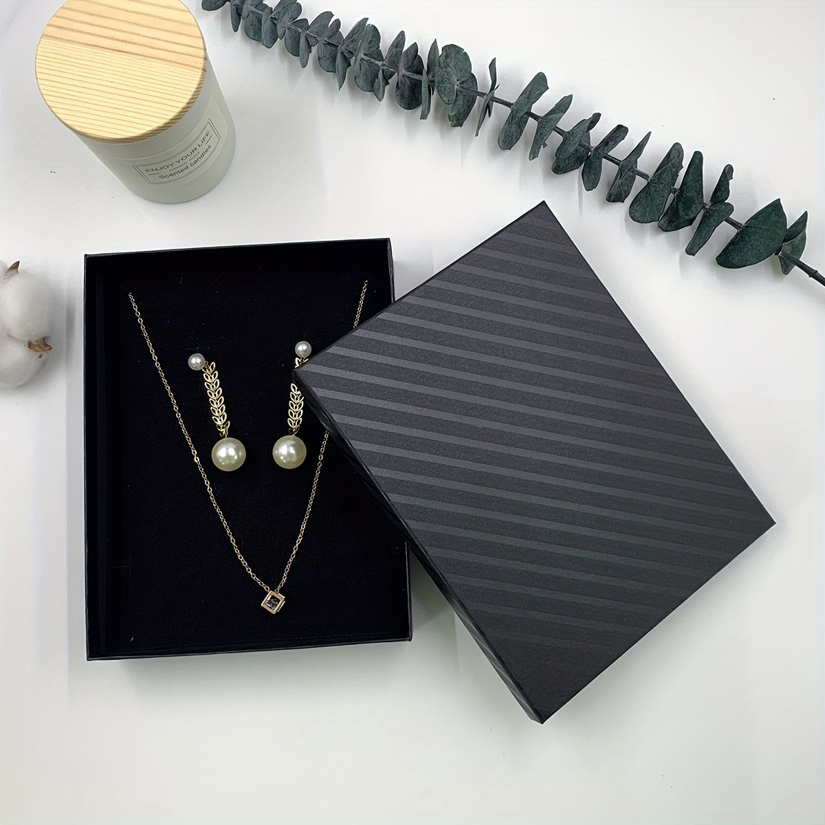 1pc Jewelry Set Box Necklace Earrings Ear Stud Packaging Box