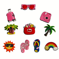 12pcs Travel Pattern Shoe Charms Clogs Jibbitz Sandals Shoe Accessories
