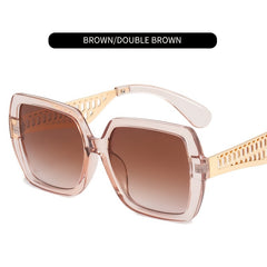 Women's Metal Hollow Temple Sunglasses with Zipper Box