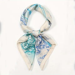 Boho Flower Print Square Scarf Gradient Shawl Bandana Women Head Wrap