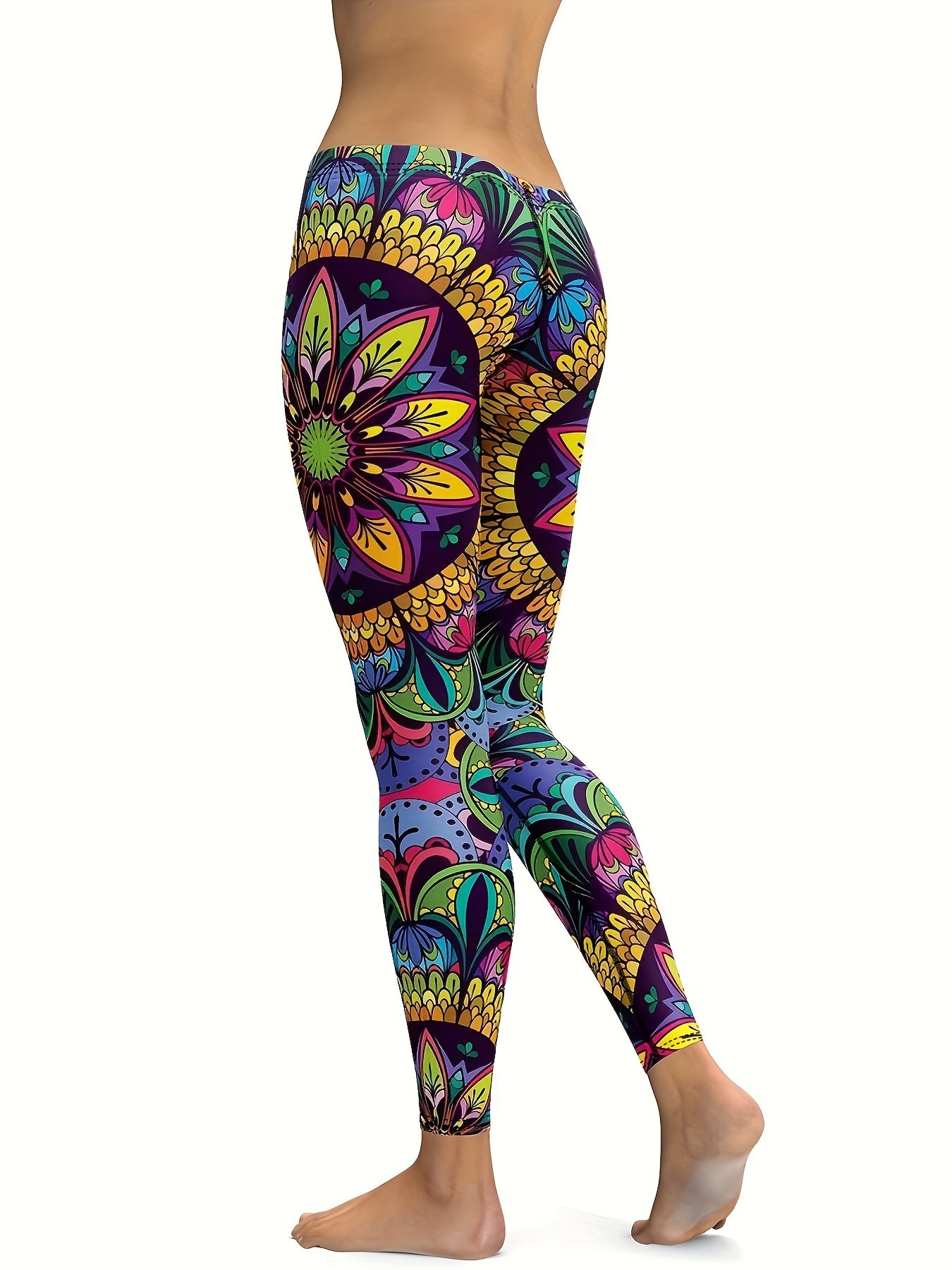 Flower Print Leggings for Yoga Running Fitness