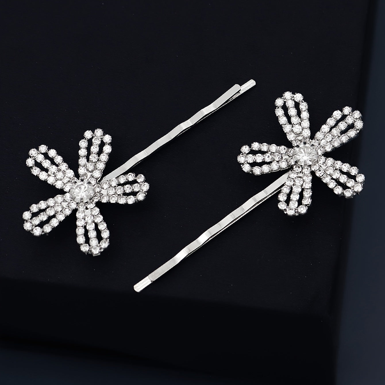 Silvery Flower Hair Pins Set Of Hair Pins Flowers