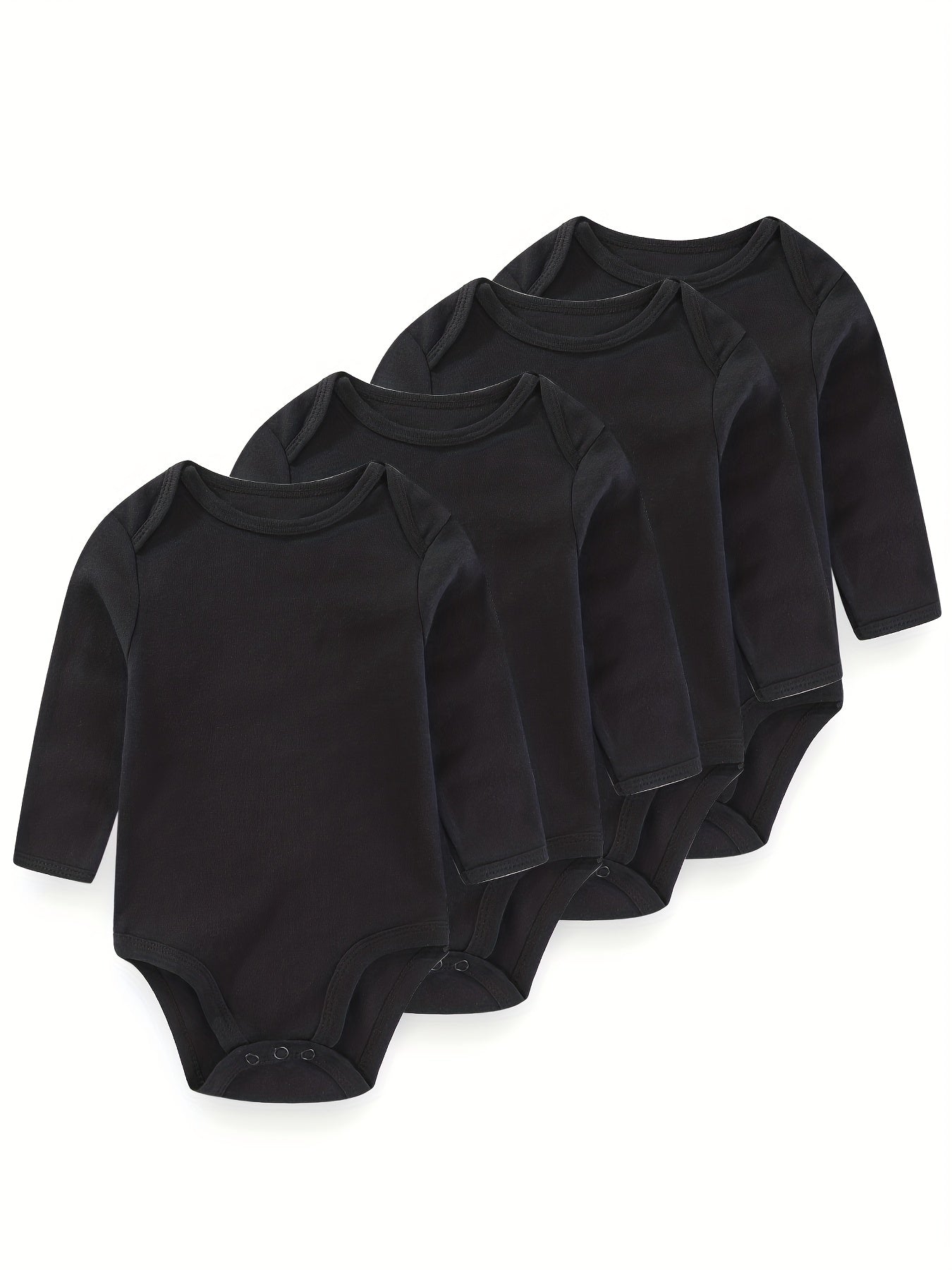4Pcs Set Unisex Long Sleeve Baby Bodysuits Cotton Newborn Baby Clothes