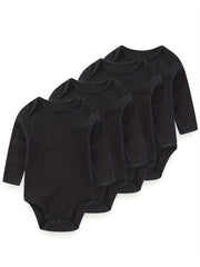 4Pcs Set Unisex Long Sleeve Baby Bodysuits Cotton Newborn Baby Clothes