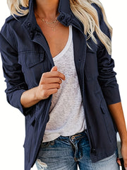 Warm Stand Collar Jacket with Pockets