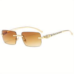 Leopard Head Sunglasses Retro Square Frameless
