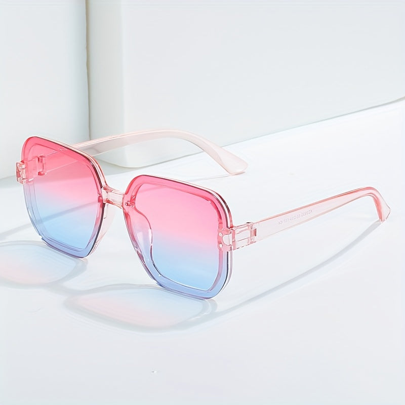 Ombre Lens Sunglasses Large Casual Rivet Decor Glasses UV400