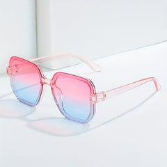 Ombre Lens Sunglasses Large Casual Rivet Decor Glasses UV400