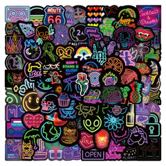 100Pcs Neon Waterproof Vinyl Decals for Water Bottles Laptops & More