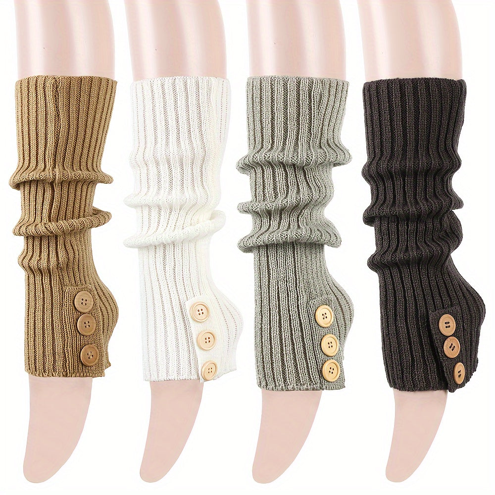 Warm Woolen Button Socks for Winter Long Boots Stacked Socks