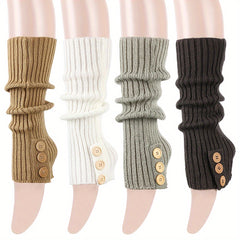Warm Woolen Button Socks for Winter Long Boots Stacked Socks