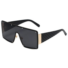 Oversized Square One Piece Sunglasses Cyber Punk Gradient Metal Eyeglasses