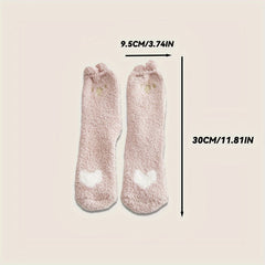 5 Pairs Winter Soft Warm Socks Cozy Fuzzy Socks With Gripper Fluffy Thick