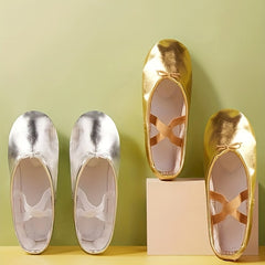 Girl's Golden & Silver Ballet Dance Shoes