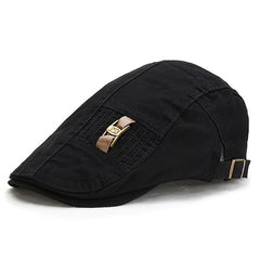 Men's Vintage Leather Beret with Iron Buckle