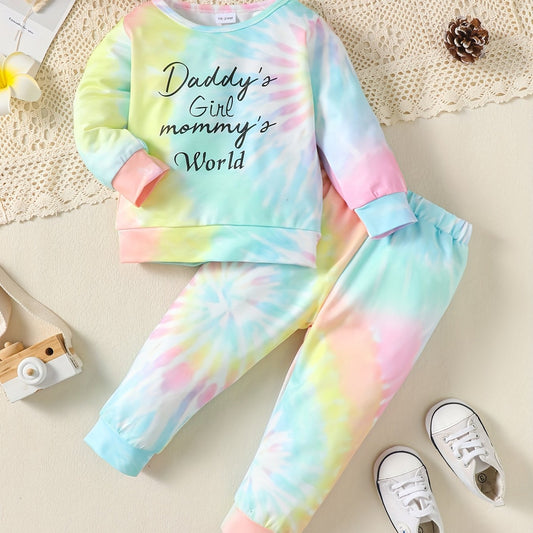 Toddler Girls Tie Dye Long Sleeve T Shirt & Pants Set