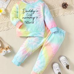 Toddler Girls Tie Dye Long Sleeve T Shirt & Pants Set