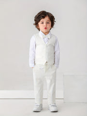 Kids Gentleman Suit 3pcs Dress Shirt Vest And Pants With Bow For Baby Boys