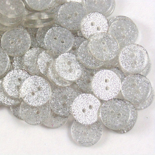50pcs 15mm Resin Round Glitter Buttons 2 Holes Sewing Accessories DIY Crafts
