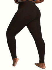 Casual Leggings Women's Plus Solid Elastic High Rise Leggings