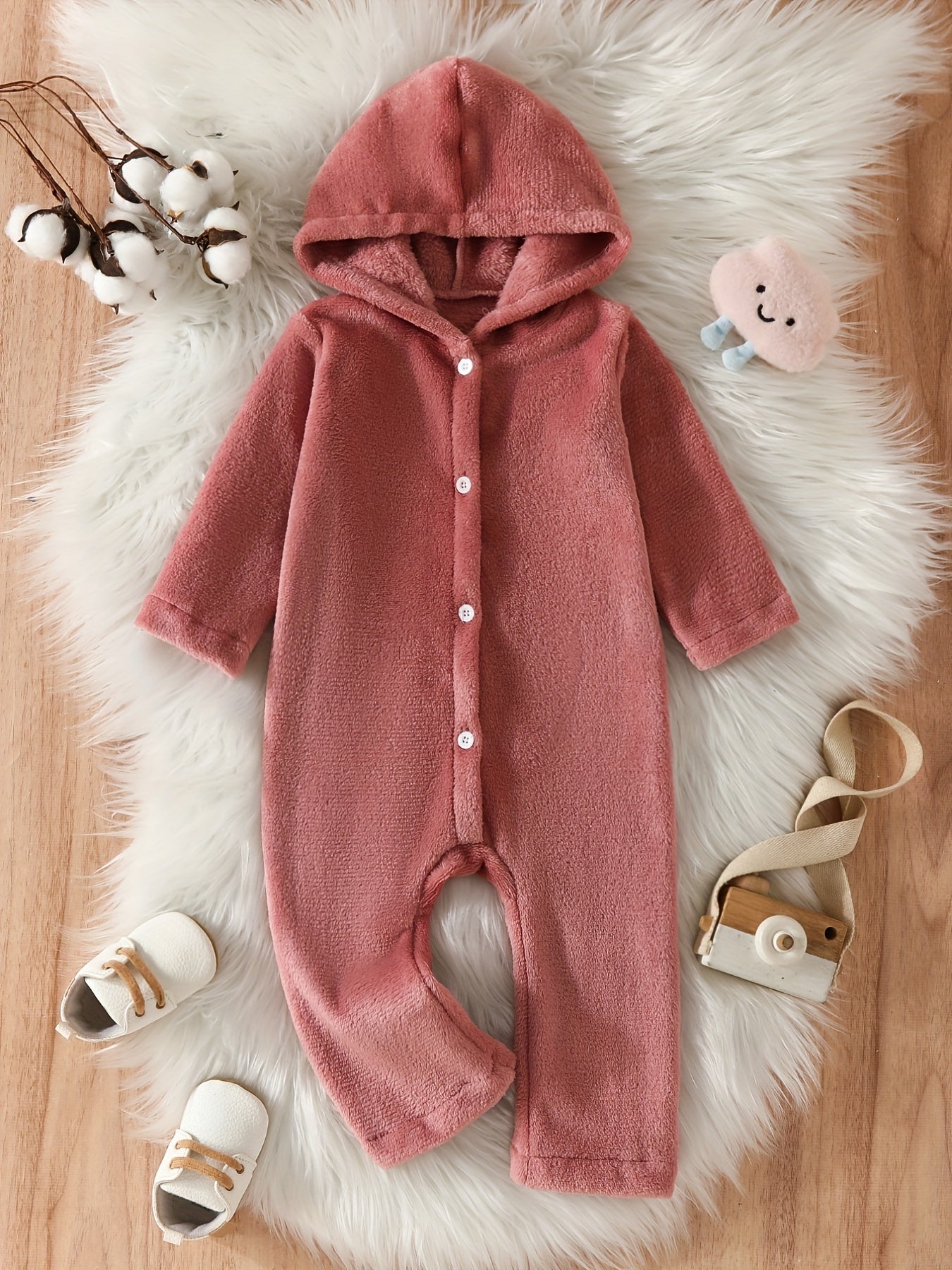 Baby Hooded Flannel Warm Jumpsuit