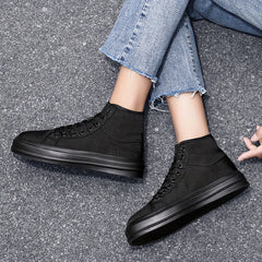 Green Lace Up High Top Canvas Shoes for Women