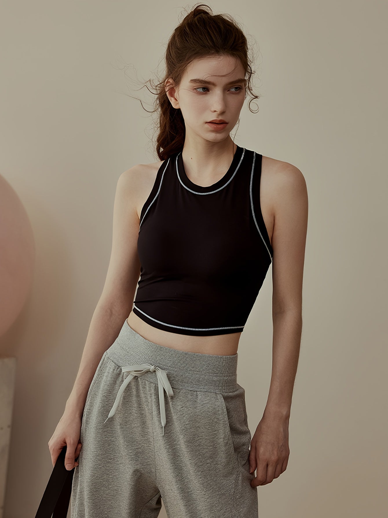 Sleeveless Crop Top Racerback Sports Tank Top