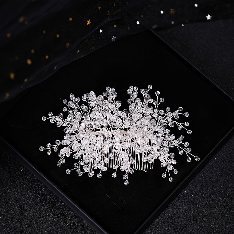 Crystal Bead Wedding Hair Comb Hair Accessories For Bridal Flower Headpiece