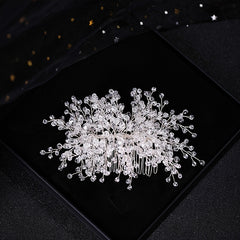 Crystal Bead Wedding Hair Comb Hair Accessories For Bridal Flower Headpiece