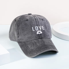 Love Print Washed Baseball Cap Casual Sun Hats Unisex Dad Hat