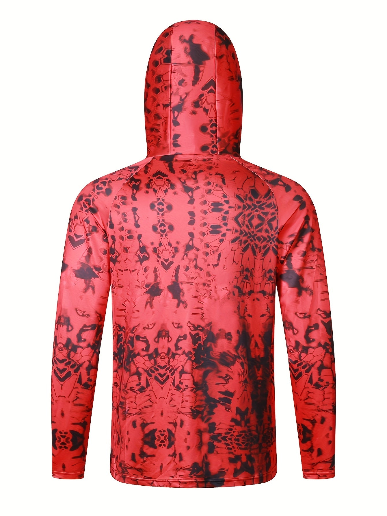 Men's Camo Long Sleeve Hoodie With Mask Sun Protection Fishing Shirt