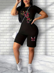 Butterfly Print Top & Shorts 2 Piece Set