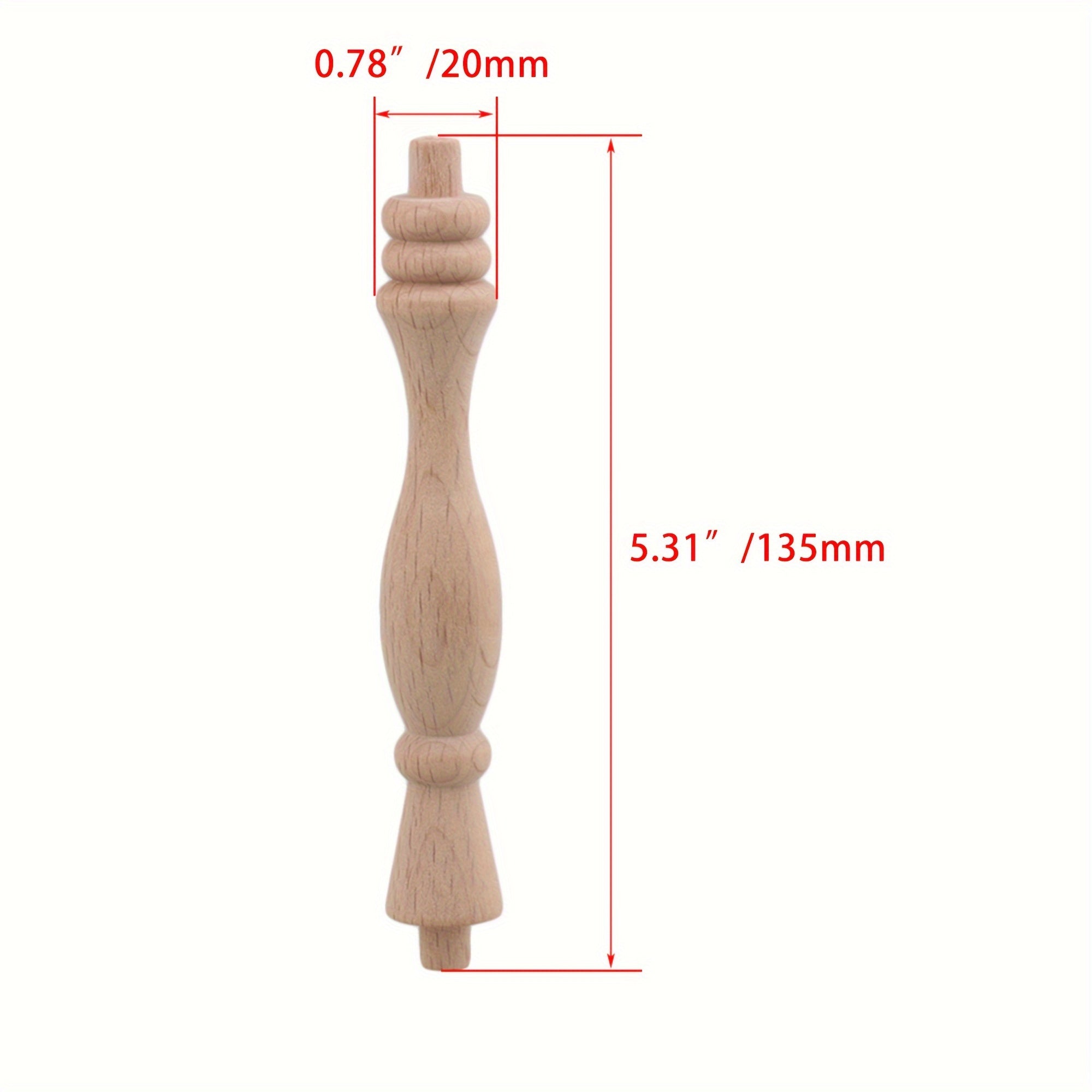 4pcs Solid Wood Porch Bridge Unpainted Wood Craft Spindles Baluster