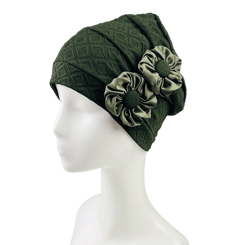 Floral Head Wrap Caps Women Hats Stretchy Flower Hats