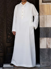Men's Button Muslim Islamic Kaftan Arab Loose Long Sleejsons Vintage